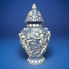 Beautiful vintage handmade Urn   Jar With Lid  blue   White  Cherubs Angels 14    