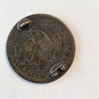 Love Token 1853 Seated Liberty Quarter Initial C Pinback
