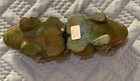 Green Frogs Hand Carved painted Wood Thailand Vintage Unique Set Of 2
