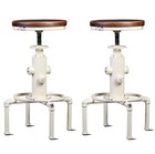  American Antique Vintage Industrial Barstool Solid Antique White Wooden Seat