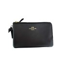 Coach Double Corner Zip Wristlet Pebbled Leather Midnight Navy New