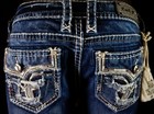  180 Buckle Rock Revival Jeans  betty  Swarovski Destroyed Leather Boot 29 X 33