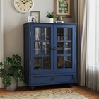 Modern Buffet Cabinet W glass Doors Wood Storage Sideboard Cupboard For Entryway