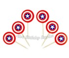 Set Of 24 Marvel Captain America Cupcake Toppers Picks Birthday Party Supplies