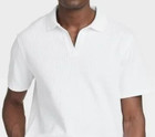 New Goodfellow   Co  Men s Textured Johnny Collar Polo Shirt White Size Medium