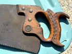 Vintage Warranted Superior  Wheat Handle Hand Saw Good Condition 