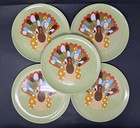 Set Of 5 Pottery Barn Kids Thanksgiving Turkey Melamine 10  Dinner Plates