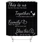 Family Shower Curtain Set Black Home Bathroom Rugs Accessories 12 Hooks