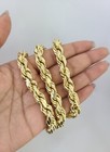 10k Rope Chain Necklace 10mm Thick Link Diamond Cut 22  Men Women Yellow Gold