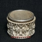 Chinese Tibet Silver Carving Double-deck Turn Flower Thumb Ring Gift Collection