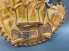 Antique Old Vintage 1930 s Leather Buckle Back Baseball Catchers Mitt Glove Lqqk