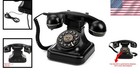 Landline Telephone Corded Desk Phone Vintage Dial Button Black Gold