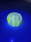 Vintage Clear Glass Uranium Glass Flower Frog 11 Holes