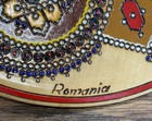 Romanian Folk Art Wooden Plate Hand Painted 12    Intricate Geometric