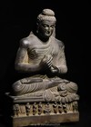 57cm Old Dynasty Bluestone Stone Gandhara Art Austerity Sakyamuni Buddha Statue