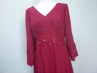 Jj s House Burgundy Empire V-neck Long Mother Of The Bride Dress Sz 10 14434