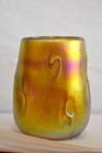 Gold Aurene Drinking Glass With Swirl Design  Blown Glass