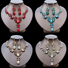 Luxury Crystal Prom Wedding Necklace Earrings Bridal Accessory Women Jewelry Set