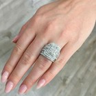 4 Ct Round Cut Lab Created Diamond Cluster Engagement Ring 14k White Gold Finish