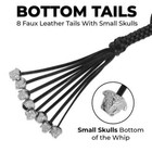 42  Motorcycle Get Back Whip Black Leather Biker Whip For Handlebar With Skulls