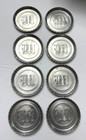 Vintage Set Of 8 Hammered Aluminum 3 25  Coasters-w Or M Monogram Old English-vg