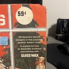 Vintage Glass Wax Christmas Stencil Designs Window Mirrors Gold Seal 12 Sheets