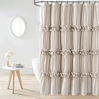 Camel Ruffle Shower Curtain  Vintage 72 w X 72 l  pack Of 1  Camel-w