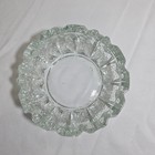 Vintage Crystal Clear Etched Glass Ashtray 3 Cigar Cigarette Slots  6  Diameter 