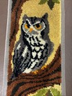 1970s Large Vintage Great Gray Owl Latch Hook Wall Hanging 15x48 Bucilla