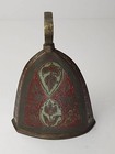Antique Enameled Cloisonne Solid Brass Bell Floral Ox Bell 4 5    Boho