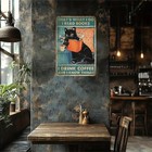 Vintage Cat Tin Sign funny Coffee-drinking Cat Metal Sign retro Caf   Wall Decor