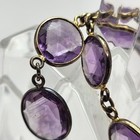 Vintage Czech Amethyst Art Deco Necklace 18  Sterling Silver Bezel Set