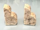 Pair Vintage Antique Carved Marble Onyx Natural Stone Heavy Bookends Paperweight