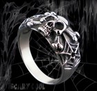 New Skull Cross Bones Spider Web Silver Men Gothic Biker Ring