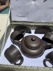 Vintage Yixing Zisha Purple Clay 10 Piece Signed Tea Set And Silk Lined Gift Box
