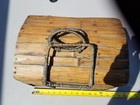 Antique Wood Sewing Basket   Travel Case W  Handles   Cover Mini Trunk