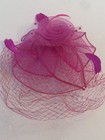 Pink Mesh Feather Flower Fascinator Headpiece Hair Clip For Wedding Party
