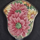 Vintage 1940s Handheld Vanity Mirror Floral Flowers Silver Tone 12  