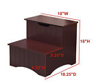 Kings Brand Furniture - 2 Step Wooden Step Stool With Hidden Storage  Walnut
