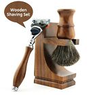Shaving Brush Black Badger Hair Cartridge Safety Razor Wooden Shaver Set Holder