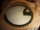Mirrored Vanity Tray Dresser Vintage Gold Gilt Filigree Approx 13  X 8  Oval