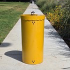 Vintage Mid Century Modern Yellow Plastic Laundry Hamper Scalloped Lid 1960s