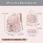 3pcs Corduroy Kids Backpack For Girls School Bag With Lunch Bag  Strawberry Book