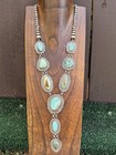 Navajo Sterling Silver Royston Turquoise Chain Lariat Bead Necklace Etta Endito