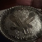 Silver Plated American Eagle Belt Buckle W Designs 3 3 4  X 2 3 4 