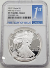 2019-s Proof American Silver Eagle First Day Of Issue Ngc Pf70