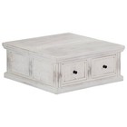 Coffee Table End Table Side Table White Solid Wood Mango 27 6 Inch Vidaxl