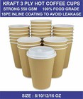 Disposable Coffee Cups Paper Cups Kraft Cups For Hot Drinks Triple Layer Cups