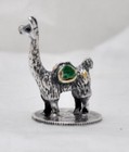 Vintage Peruvian Sterling 18k Miniature Llama Figure W emeralds   1905 Coin
