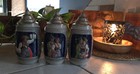 3 Vintage German Stoneware Lidded Beer Steins  Dbgm  Gerz Unused